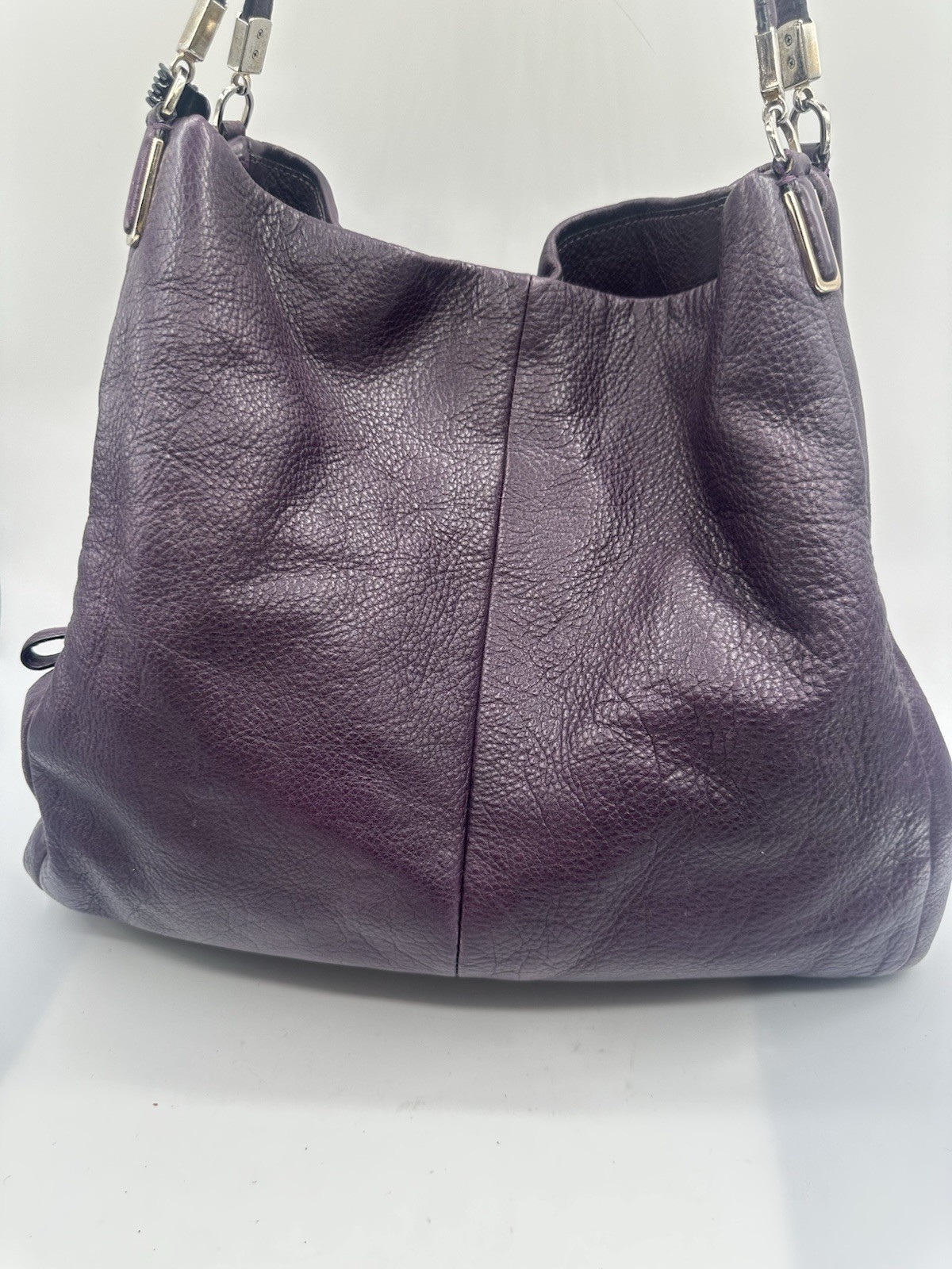 COACH Madison Phoebe 3 Compartment Eggplant Leather Tote Shoulder Handbag 24621