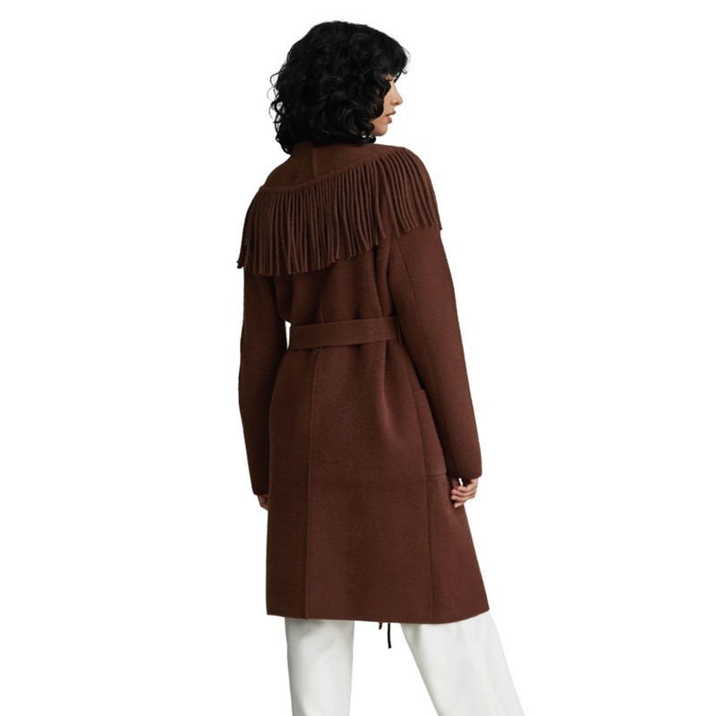 NVLT Women’s Coat Mink Eyelash Fringe Coatigan Size X LARGE Chocolate