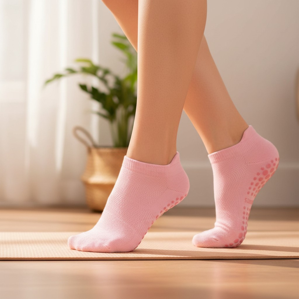 Breathable Cotton Yoga Socks for Women – 4 Pairs Non-Slip Grip for All Seasons