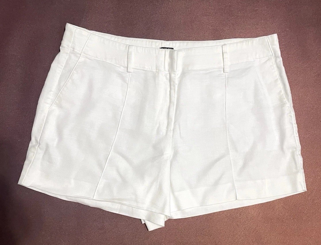J. Crew 4” Harbor Linen Blend White Shorts Size 16 Summer Casual Travel Beach