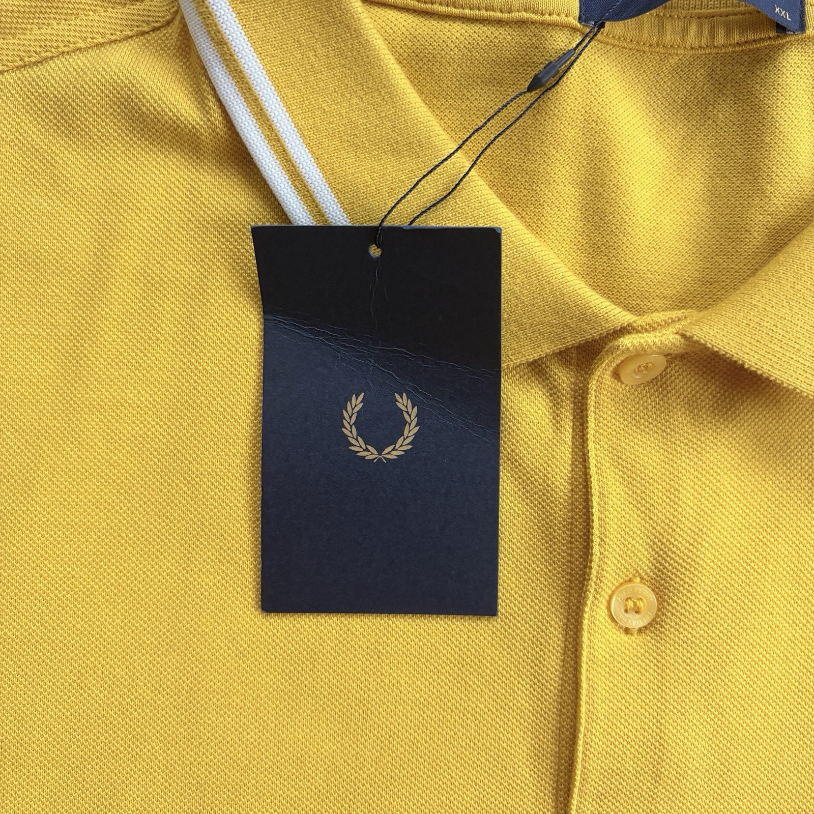 BNWT Fred Perry M3600 Short Sleeve Twin Tipped Polo Shirt Yellow Mens Size 2XL