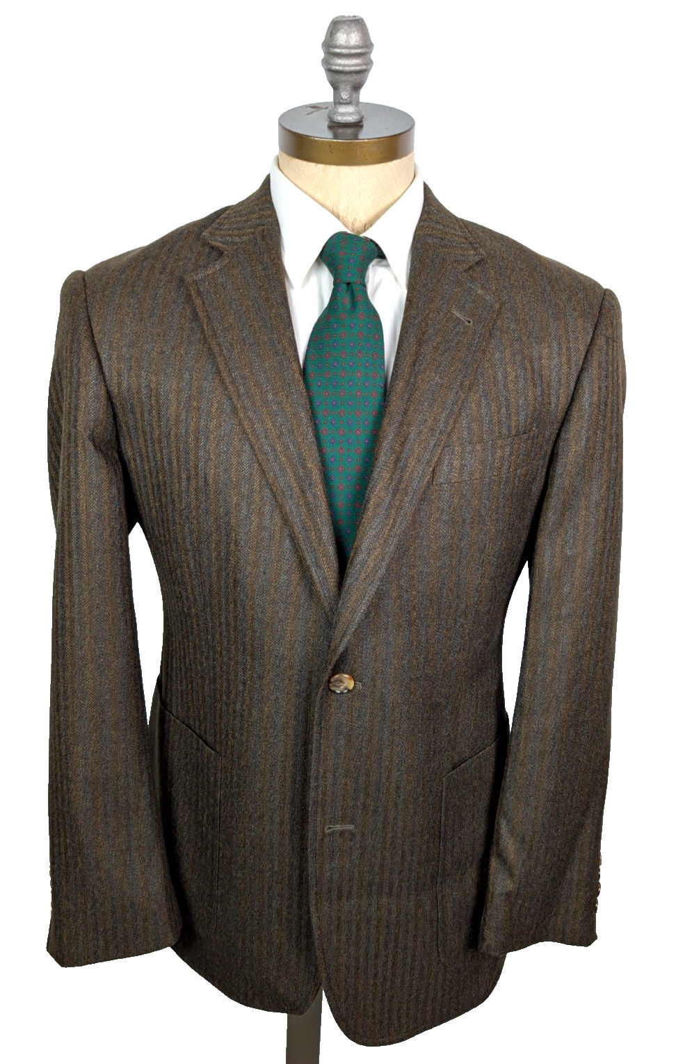 KROON 100% Wool Brown Gray Stripe Sport Coat Jacket Sz 44R Dual Vent
