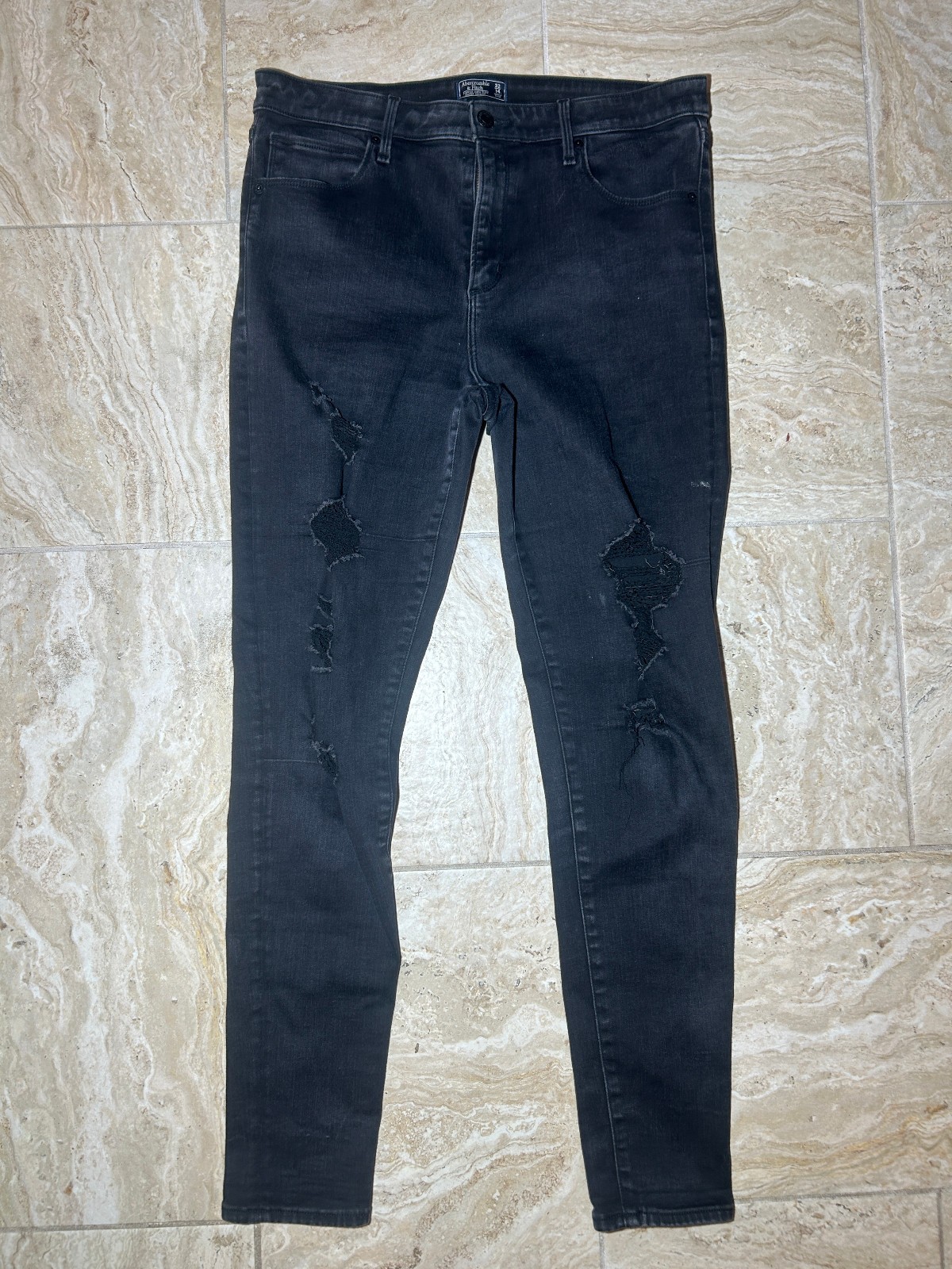 Black Women’s Abercrombie & Fitch Skinny Ripped Jeans Comfortable Fit 32/14
