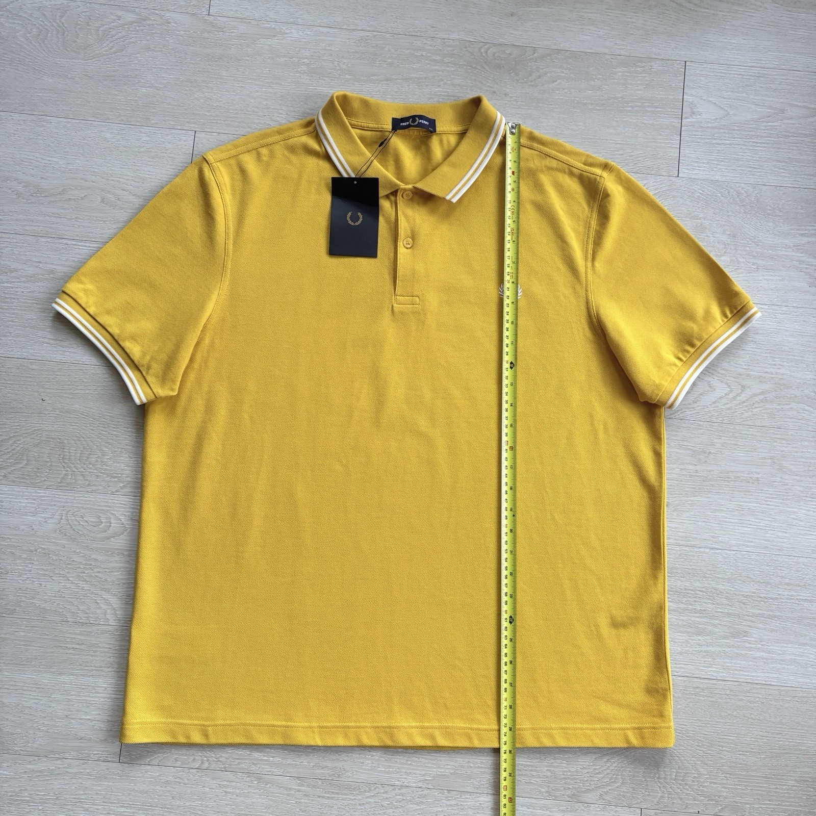 BNWT Fred Perry M3600 Short Sleeve Twin Tipped Polo Shirt Yellow Mens Size 2XL