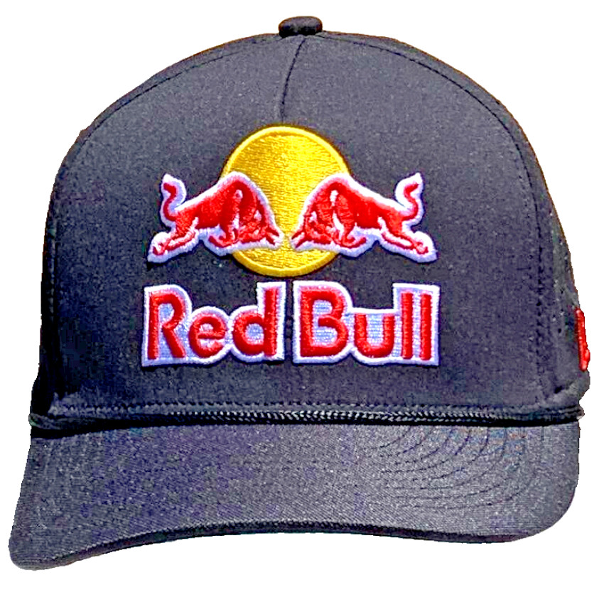 R – Black Performance Cap w/Black Rope. 3 Logos. BMX. MotoGP. Motocross.