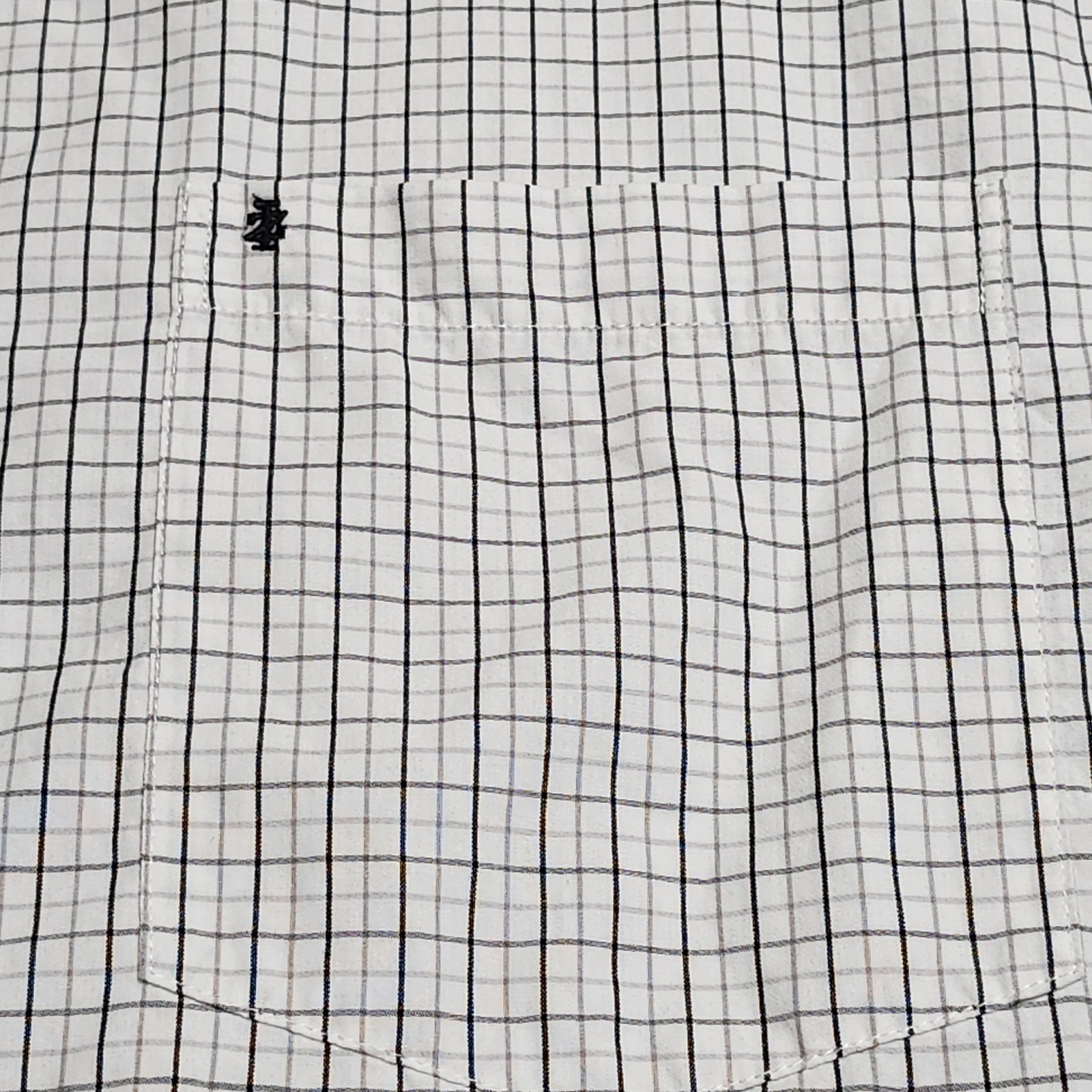 IZOD Button Down Shirt Mens 3XL White Black Gray Check Grid Cotton Long Sleeve