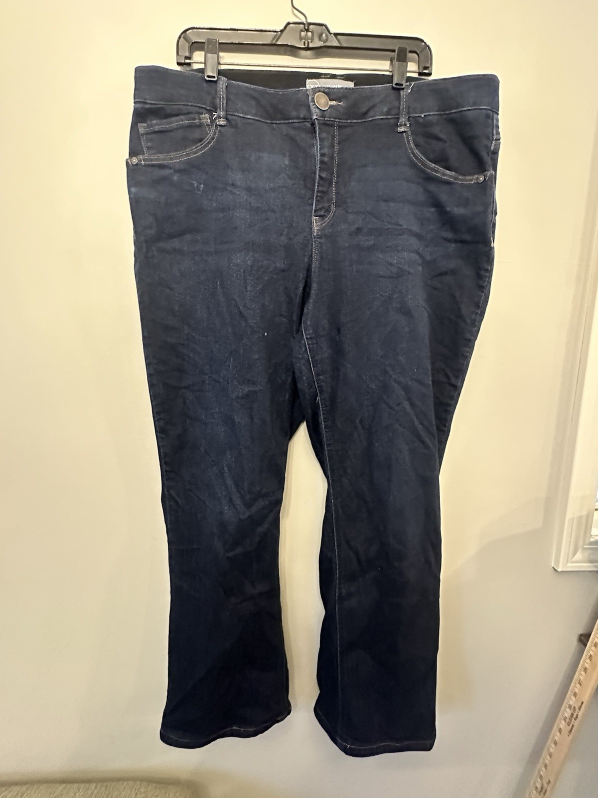 WT & Wisdom Women’s Plus 20W Dark Wash Straight Leg Stretch Jeans Mid Rise