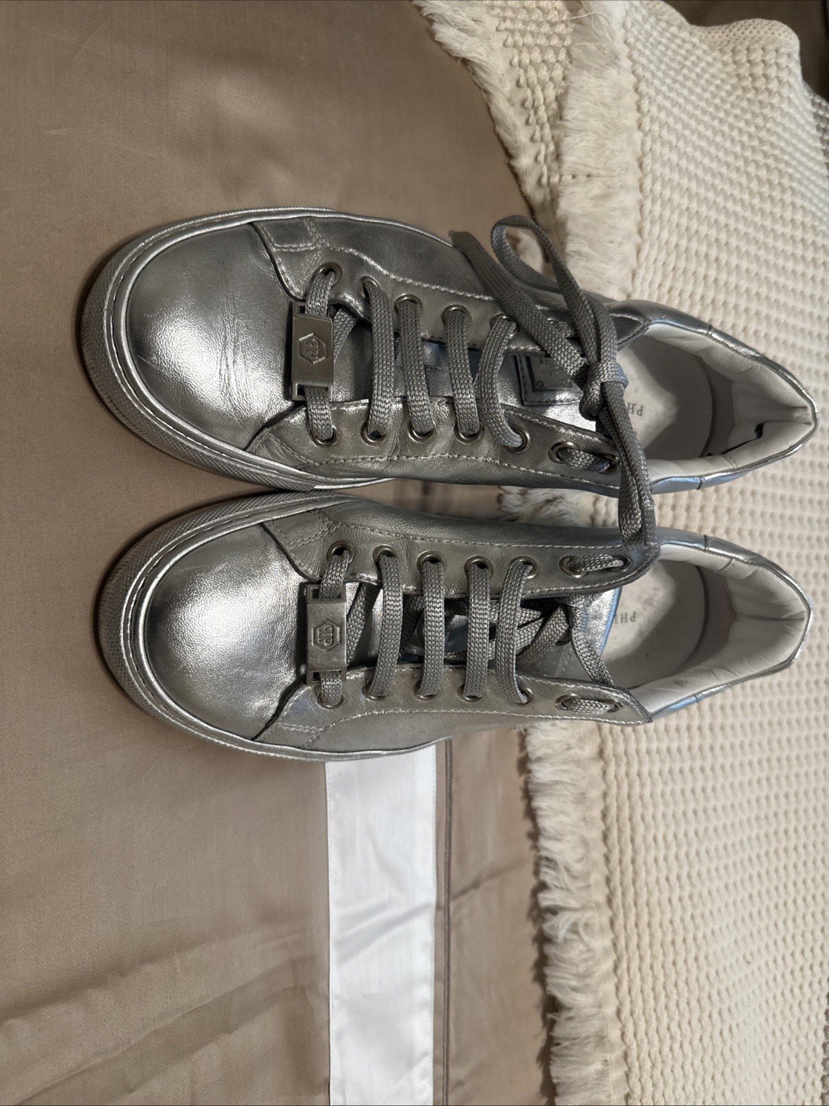 Philipp Plain Silver Sneakers Size 37
