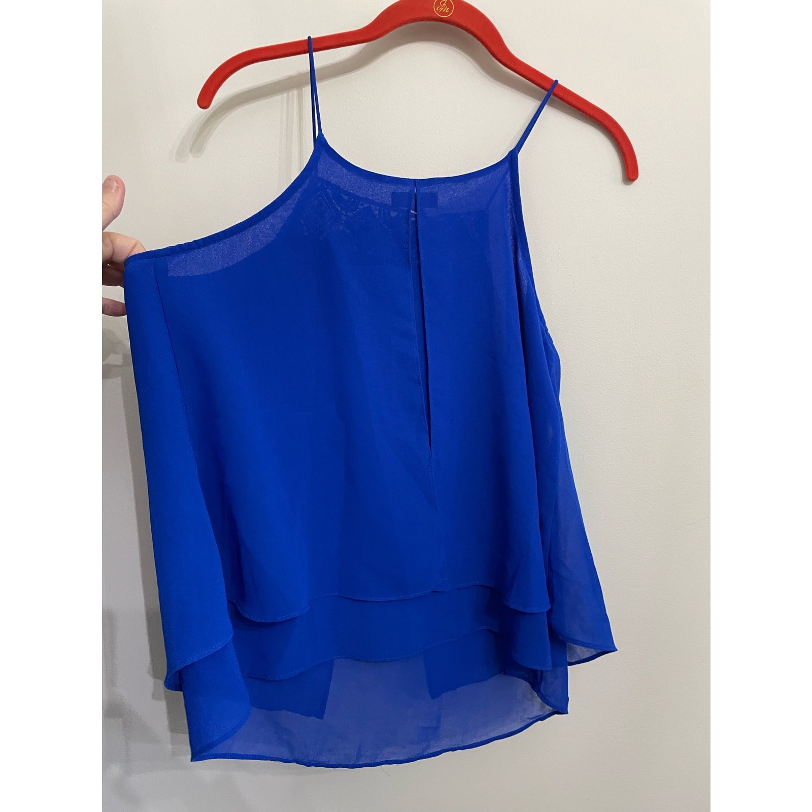 Blue Flowy Tank Chiffon Layers SZ M Womens E Hanger M Bright Royal