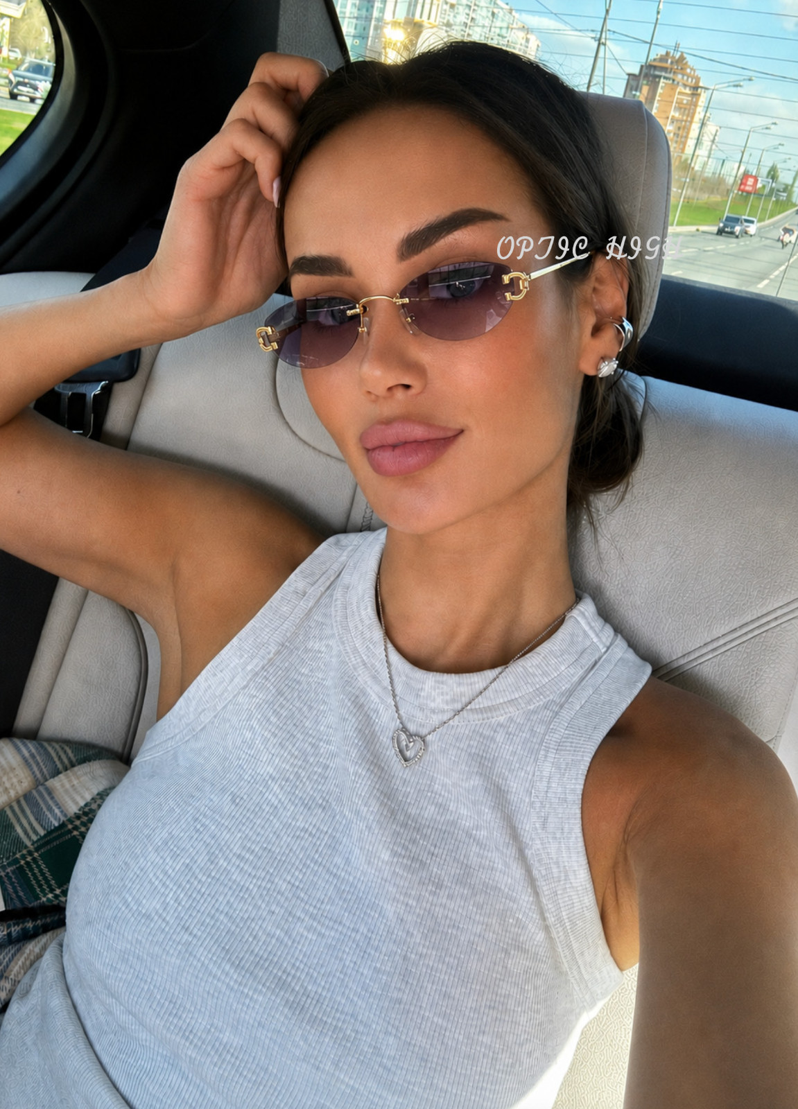 Cartier CT0487S Big C Frameless BLACK Lens Gold Frame