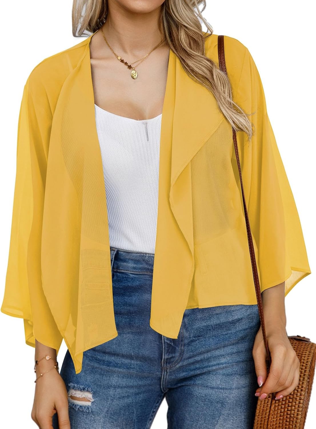 Womens Summer Short Shrugs Kimono Cardigan Casual Chiffon Bolero Jacket Tops
