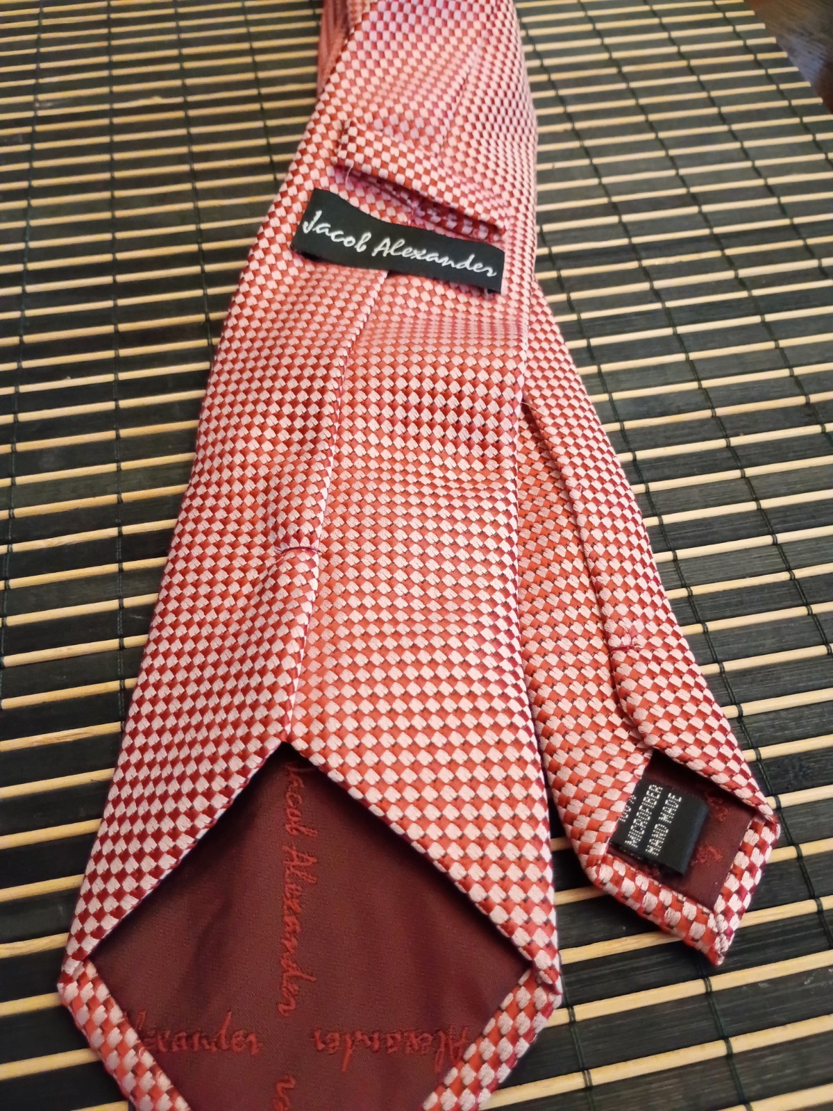 HAND MADE JACOB ALEXANDER RED CHECKED TIE