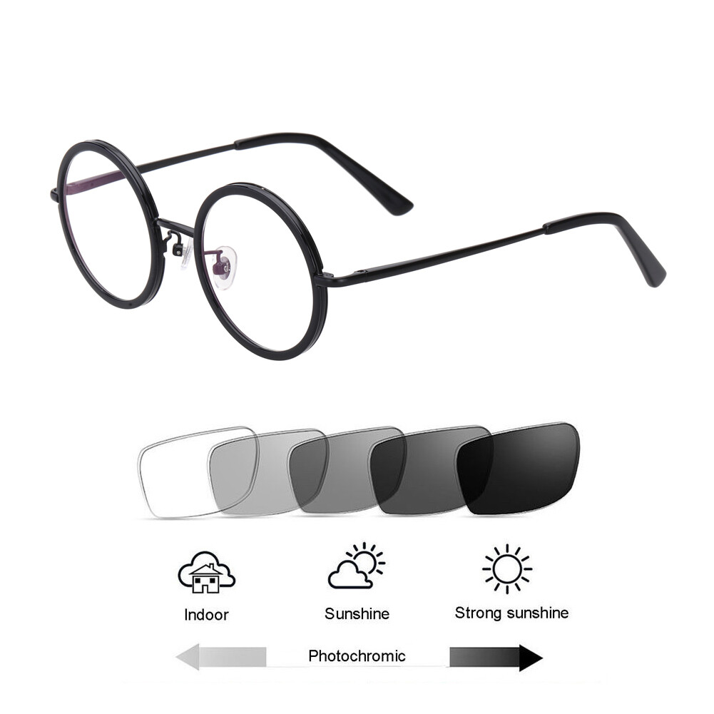 Retro Round Photochromic Reading Glasses Transition Sunglasses Reader +0.0~+4.00