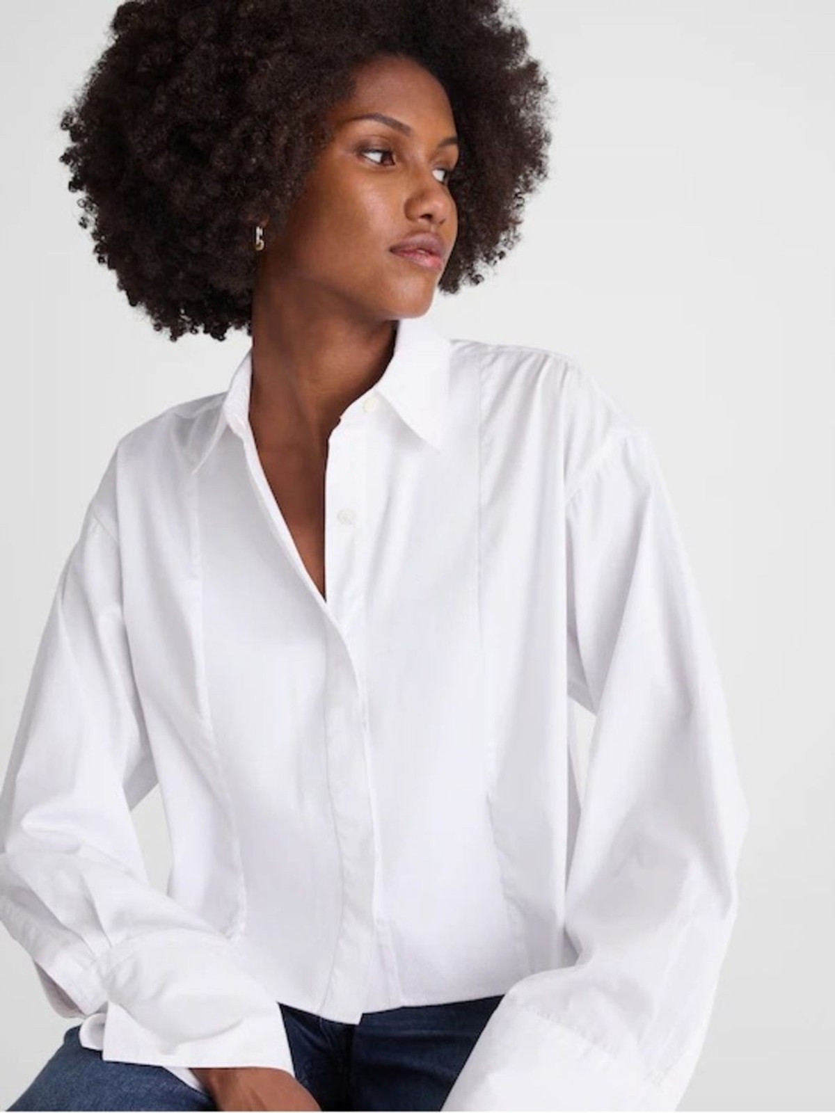 Madewell women’s Straight-Hem Tuxedo Shirt long sleeve white Size L NWT