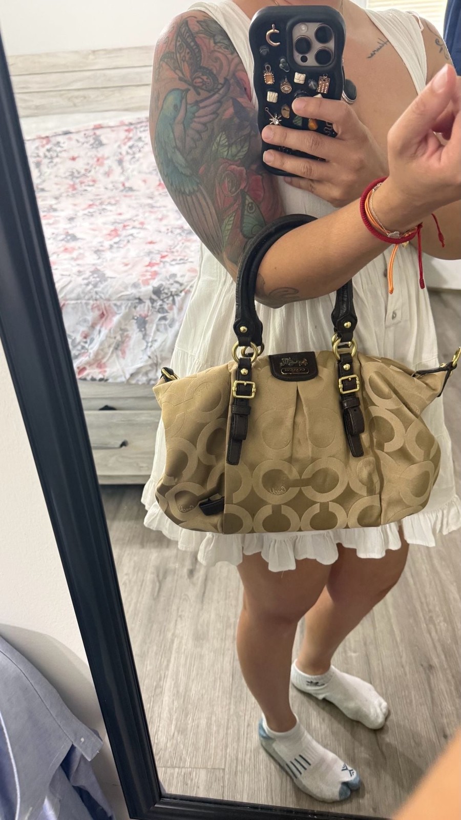 Coach Signature Khaki Tan Satchel Handbag F1220-21124