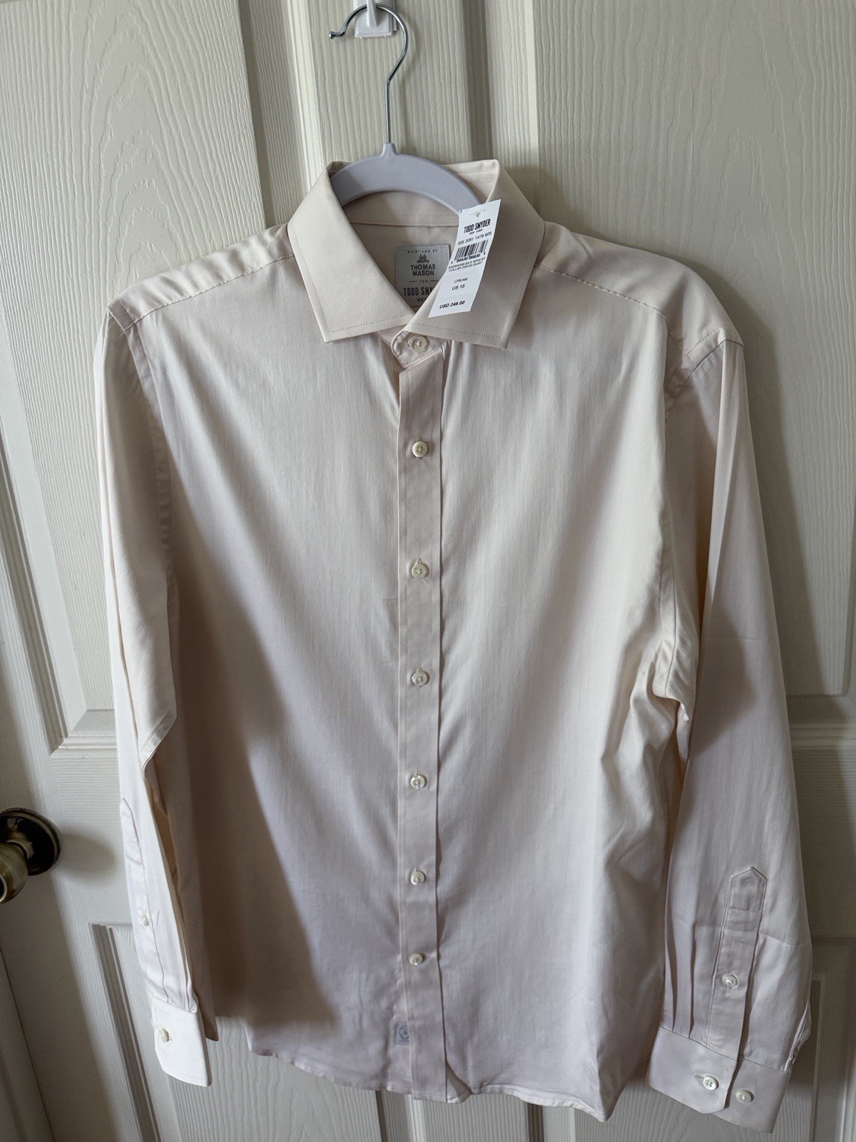 Todd Snyder Cream Silk Spread Collar Dress Shirt Sz 15. NWT