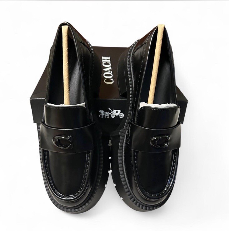 NEW Coach Leah Platform Loafer Black Women’s Size 7 Or Men’s Size 5.5 NIB
