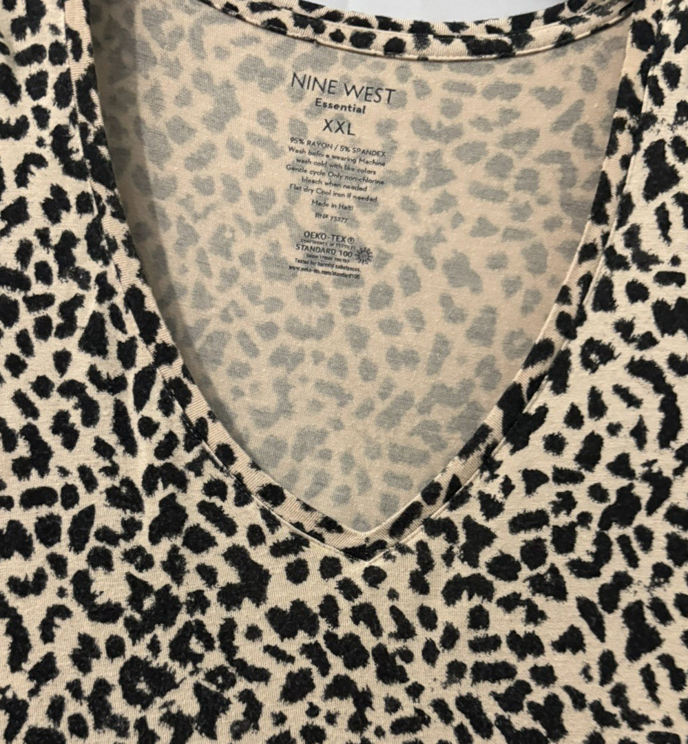 Nine West Essential Soft Spun Animal Leopard Print TShirt Short Sleeves SizeXXL