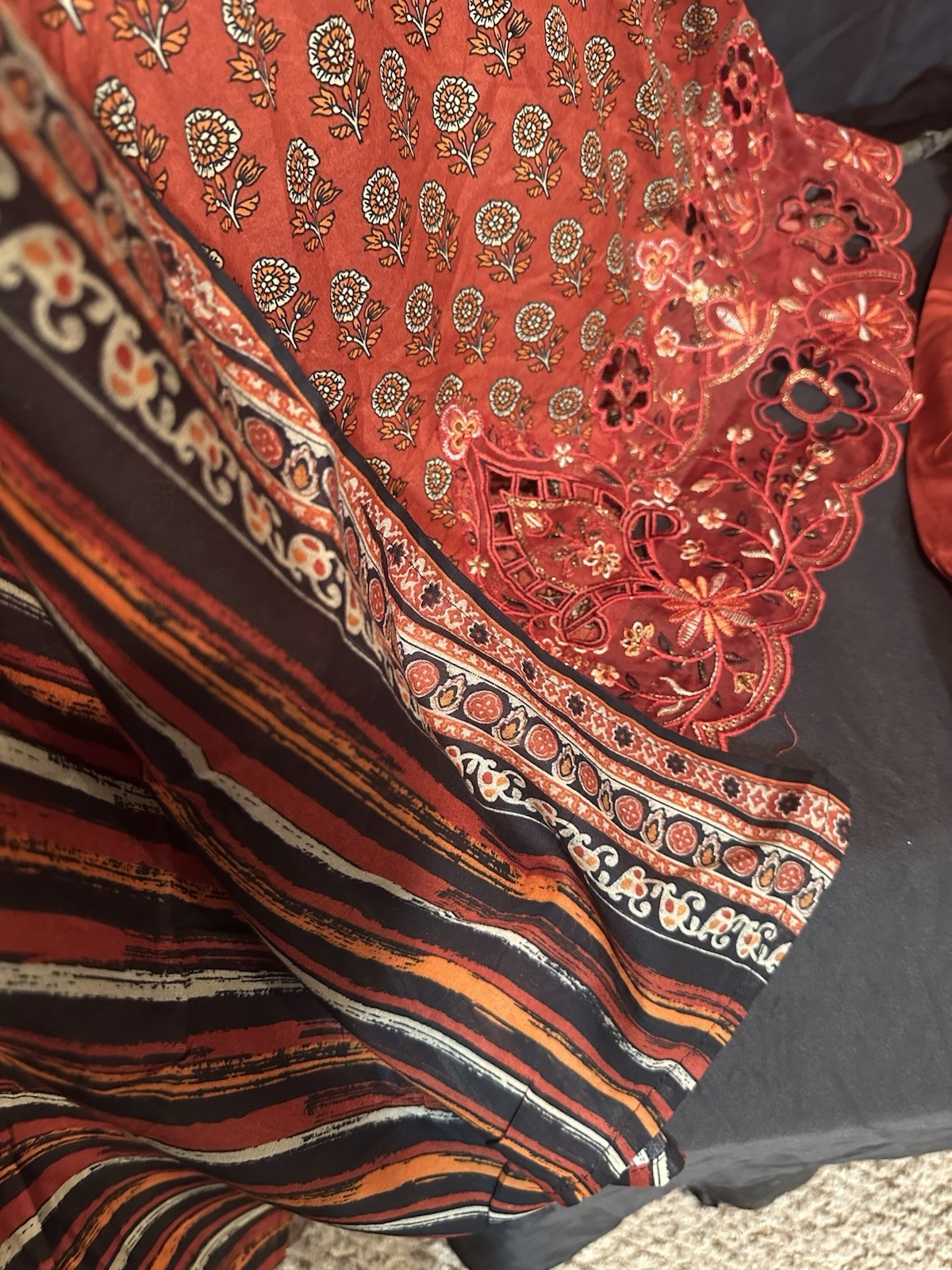 Bin Saeed Lawn Cotton 3 Pc Suit-premium Cut Work Emb- Aline Style-M & L – $44