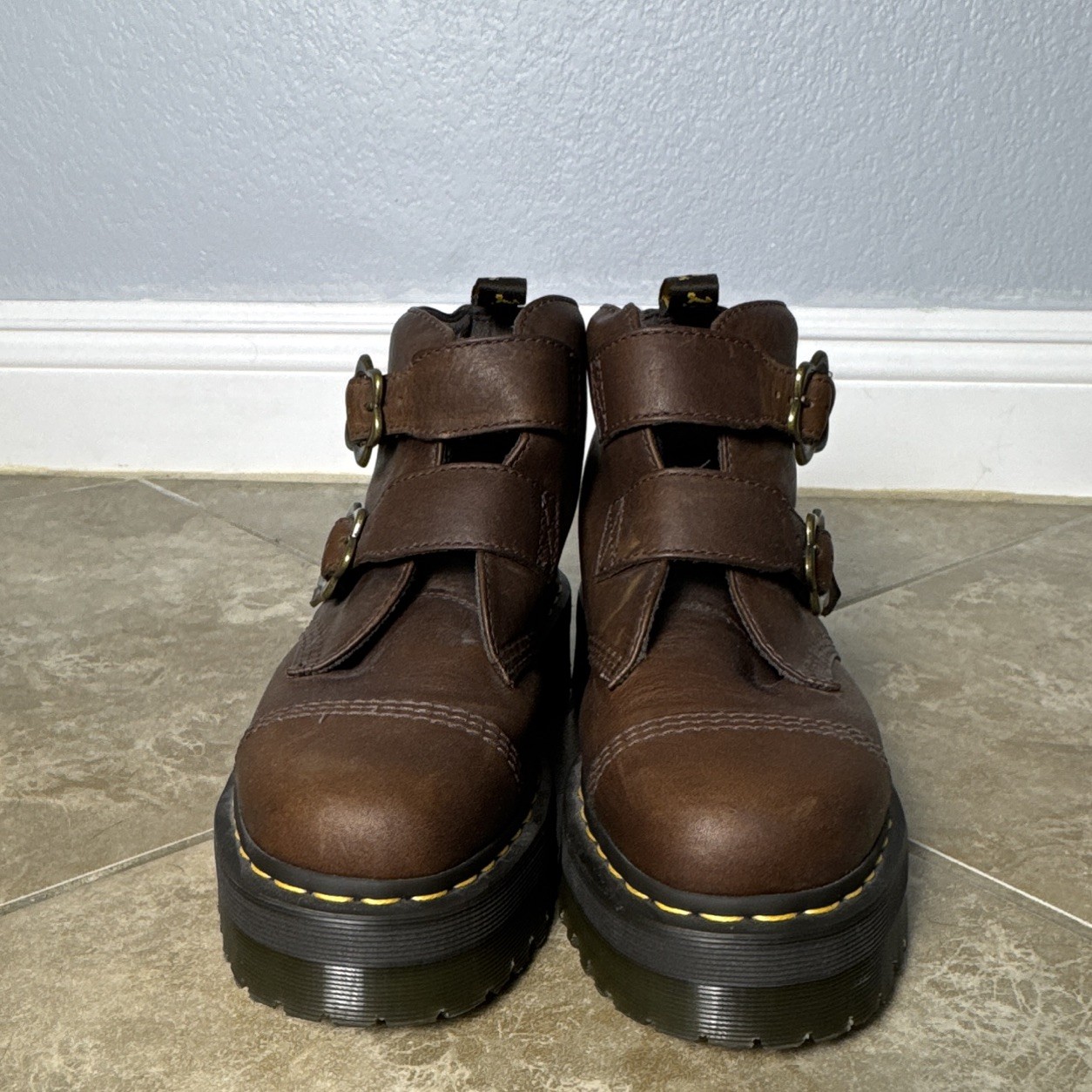 Dr. Martens Women’s Brown Leather Devon Flower