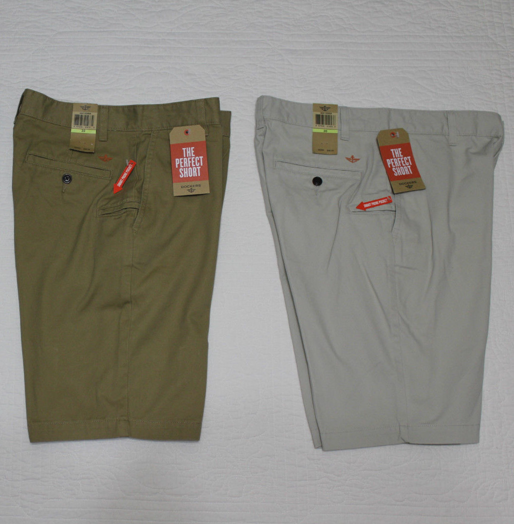 NEW Men’s Dockers The Perfect Short Sz 30 32 33 34 42 Light Beige or Dark Beige