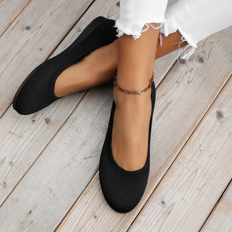 Women’s Ballet Flat Dressy Casual Knit Shoes Slip On Round Toe Women Mesh Flats