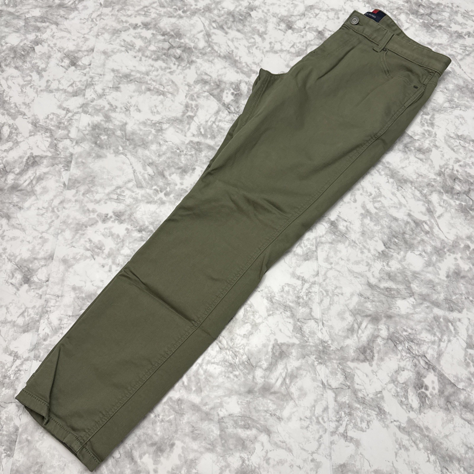 Tommy Hilfiger THFlex Men’s Olive Green Chino Size 34×32 Stretch Straight Slim