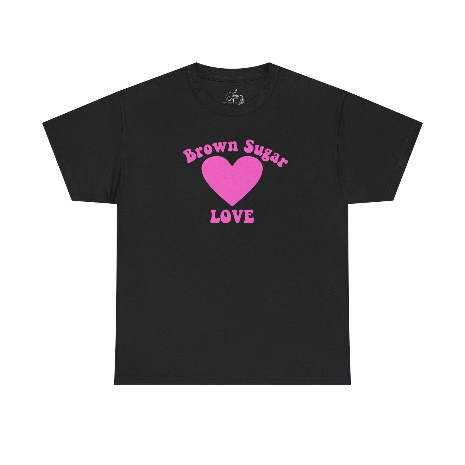 Brown Sugar Heart LOVE T-Shirt | Pink Heart Typography
