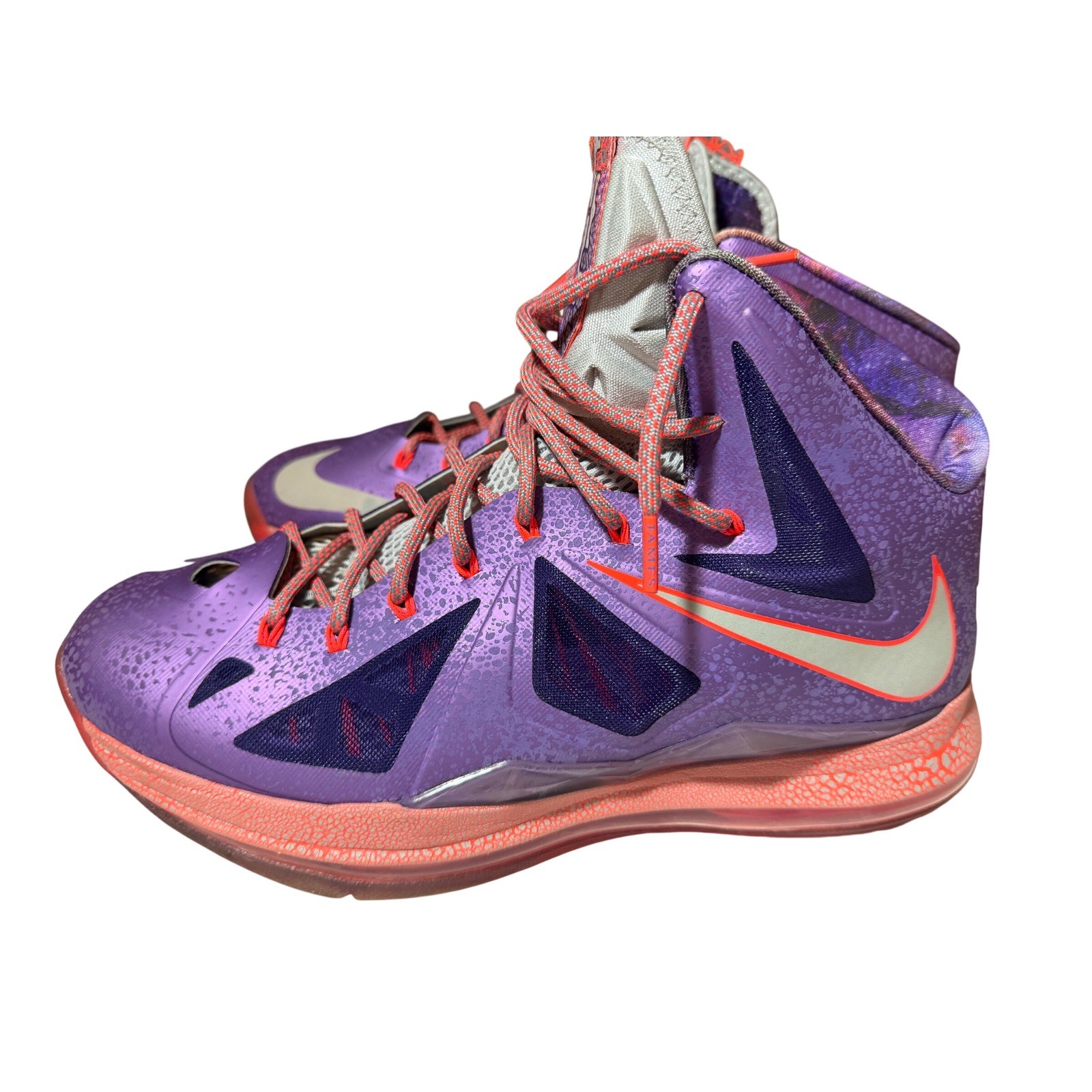 Nike LeBron X All-Star Area 72 Laser Purple Total Crimson 583108-500 Mens 12