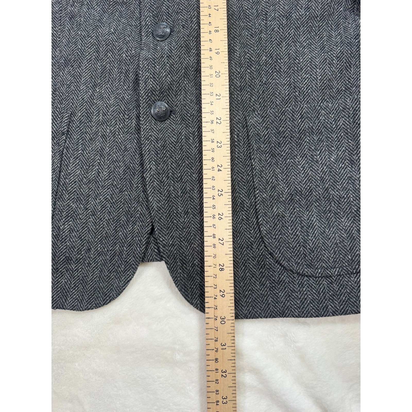 Dockers Khakis 100% Wool Herringbone Tweed Blazer Jacket Collar Patch 3-Button