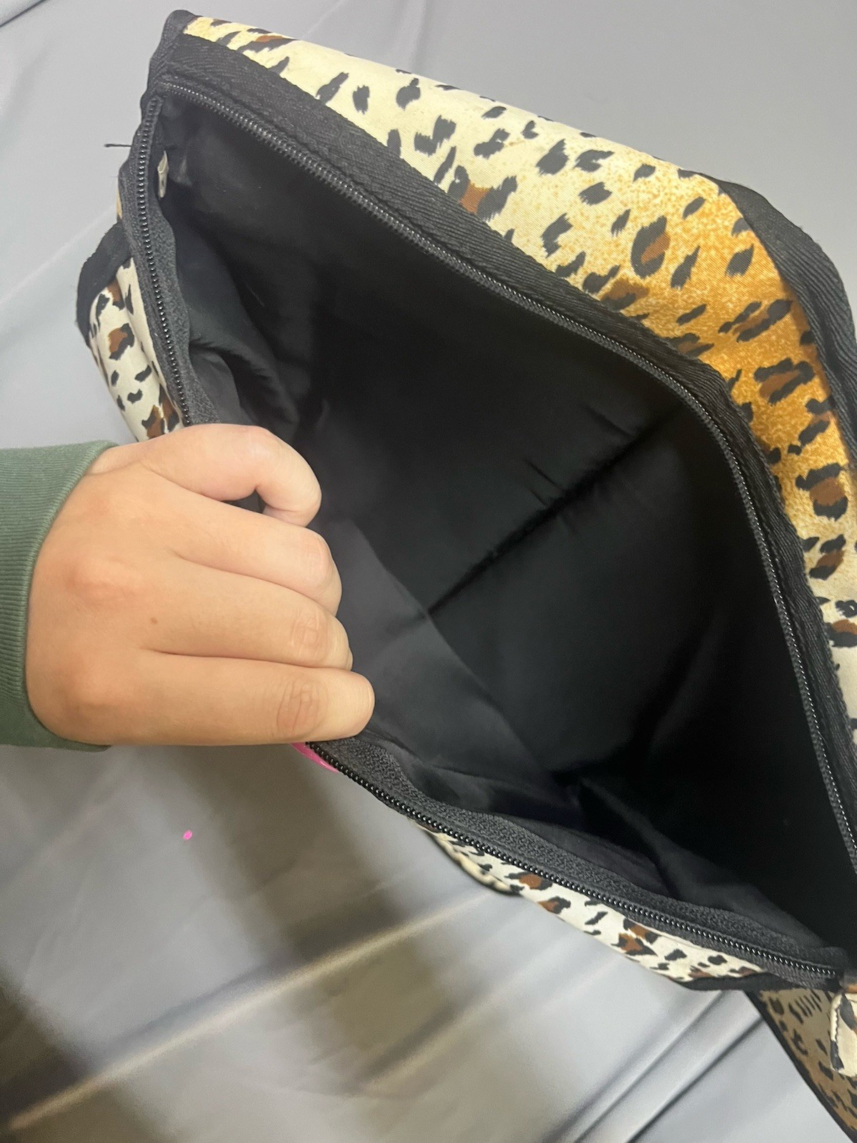 Leopard Animal Print Crescent Crossbody Bag Adjustable Strap Zip Clear ID