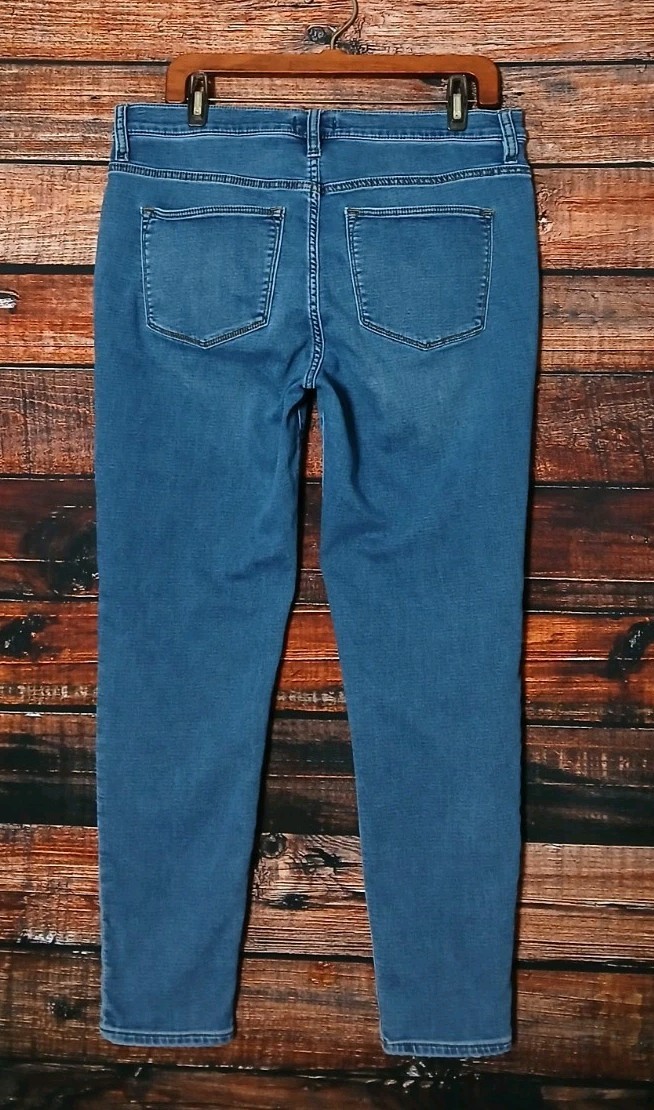 J Crew Jeans Size 32 14 Toothpick High Rise Skinny Ankle Blue Denim Stretch