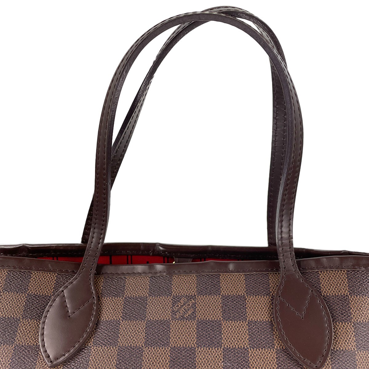 Louis Vuitton Damier Neverfull PM Leather Fabric Brown Tote bag 4104