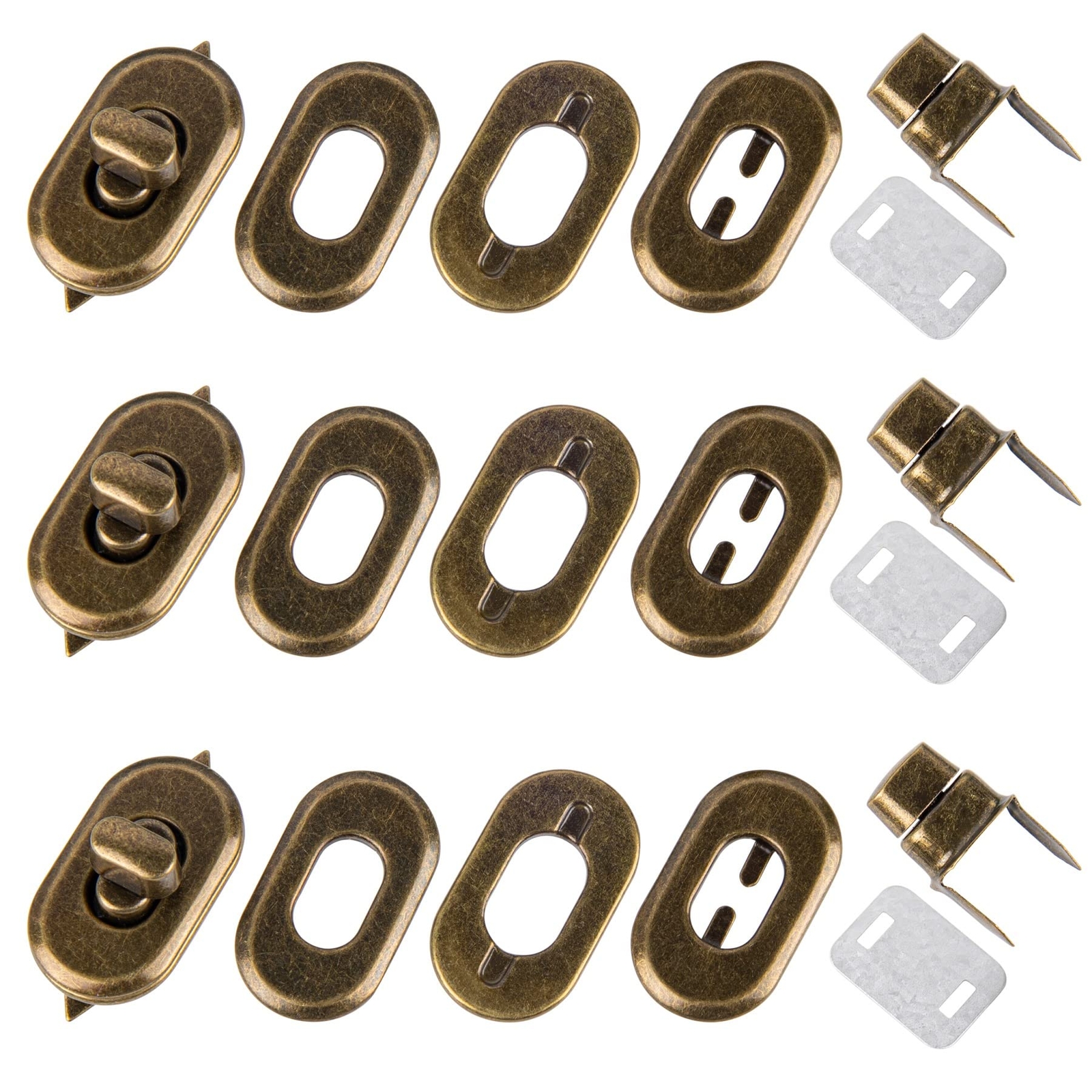 12 Pack Turn Lock Clasp Meal Bag Purse Closure Twist Lock Fasteners for Handbag