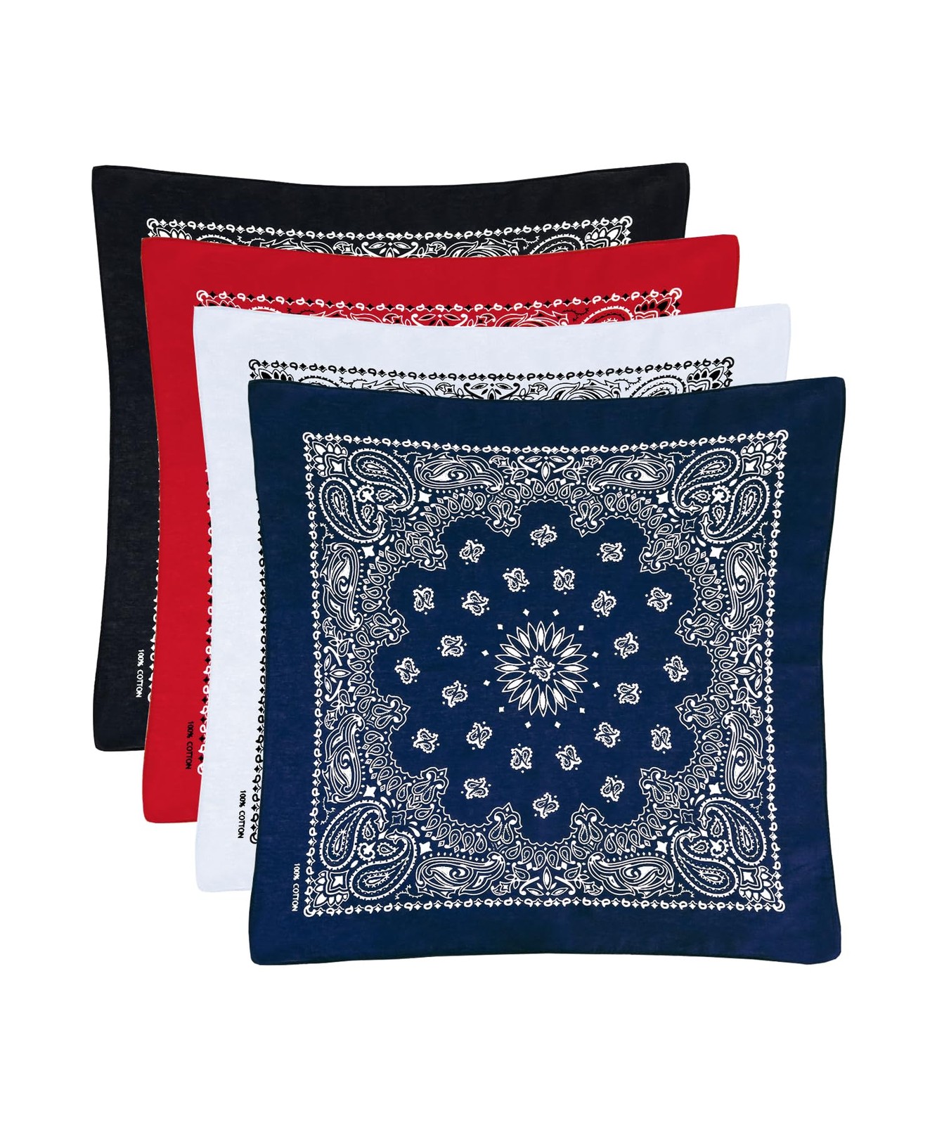 Bycc Bynn Large 27×27 Inch Bandana – 4 Pack 100% Cotton Bandanas for Men & Women