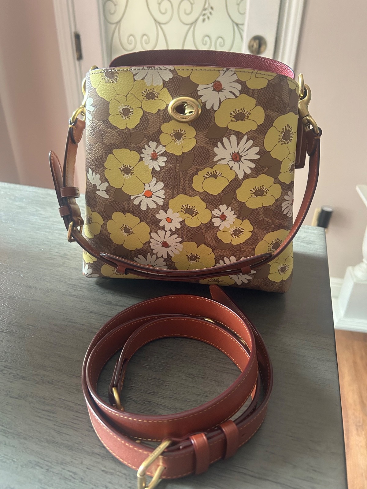 Coach Willow Bucket Bag in Signature Canvas with a Floral Print New
