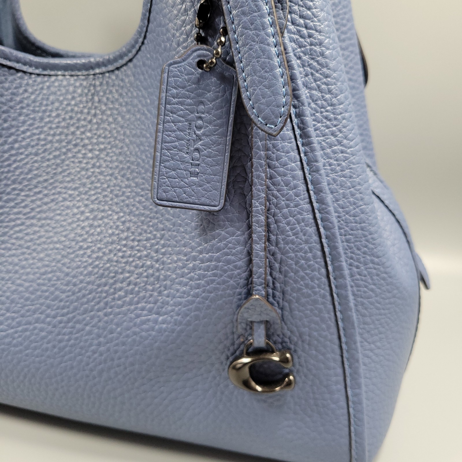 Coach Lori Shoulder Bag Washed Chambray Blue Pebble Leather Purse + Dust Bag