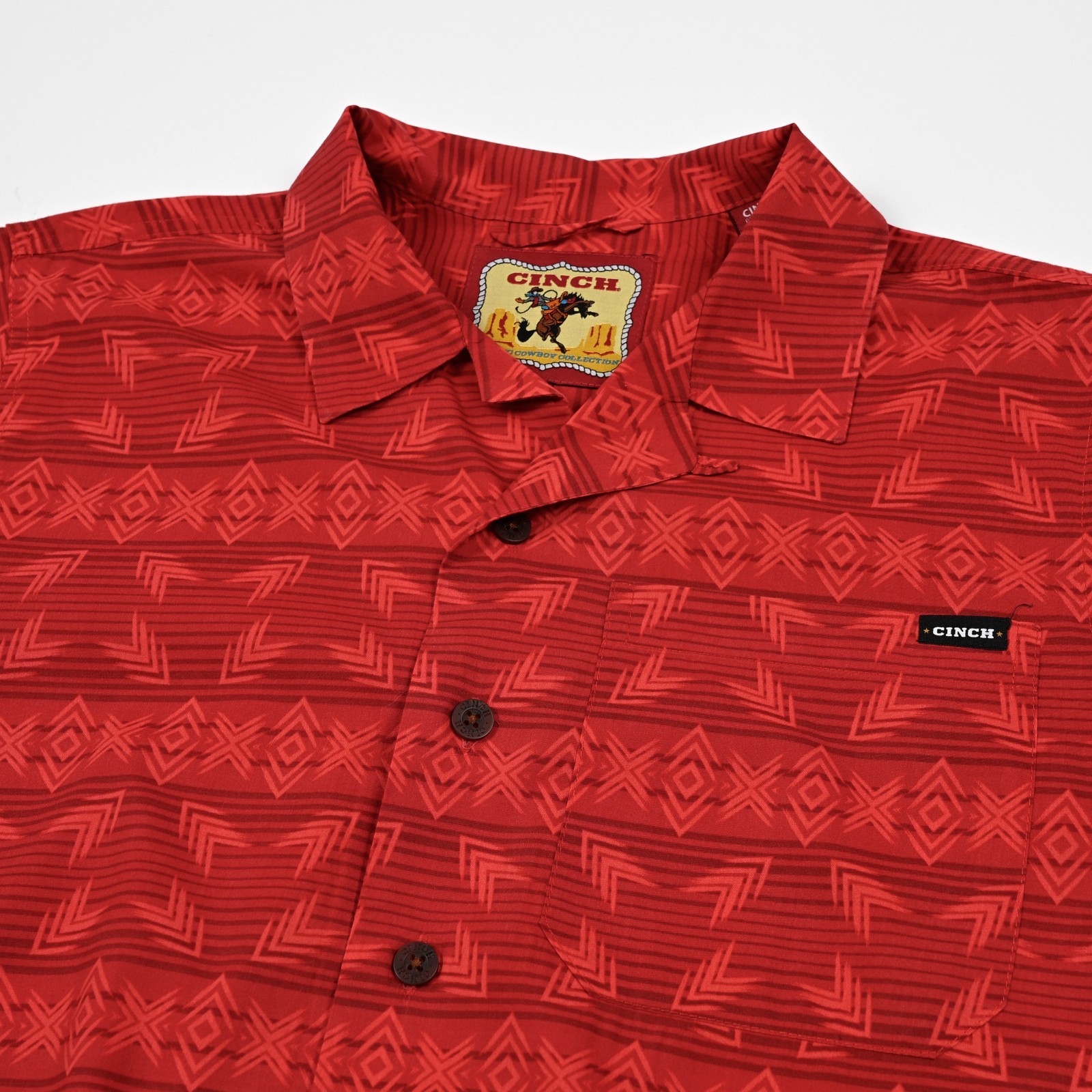 Cinch Men’s Small Classic Cowboy Collection Western Red Aztec Southwestern Shirt