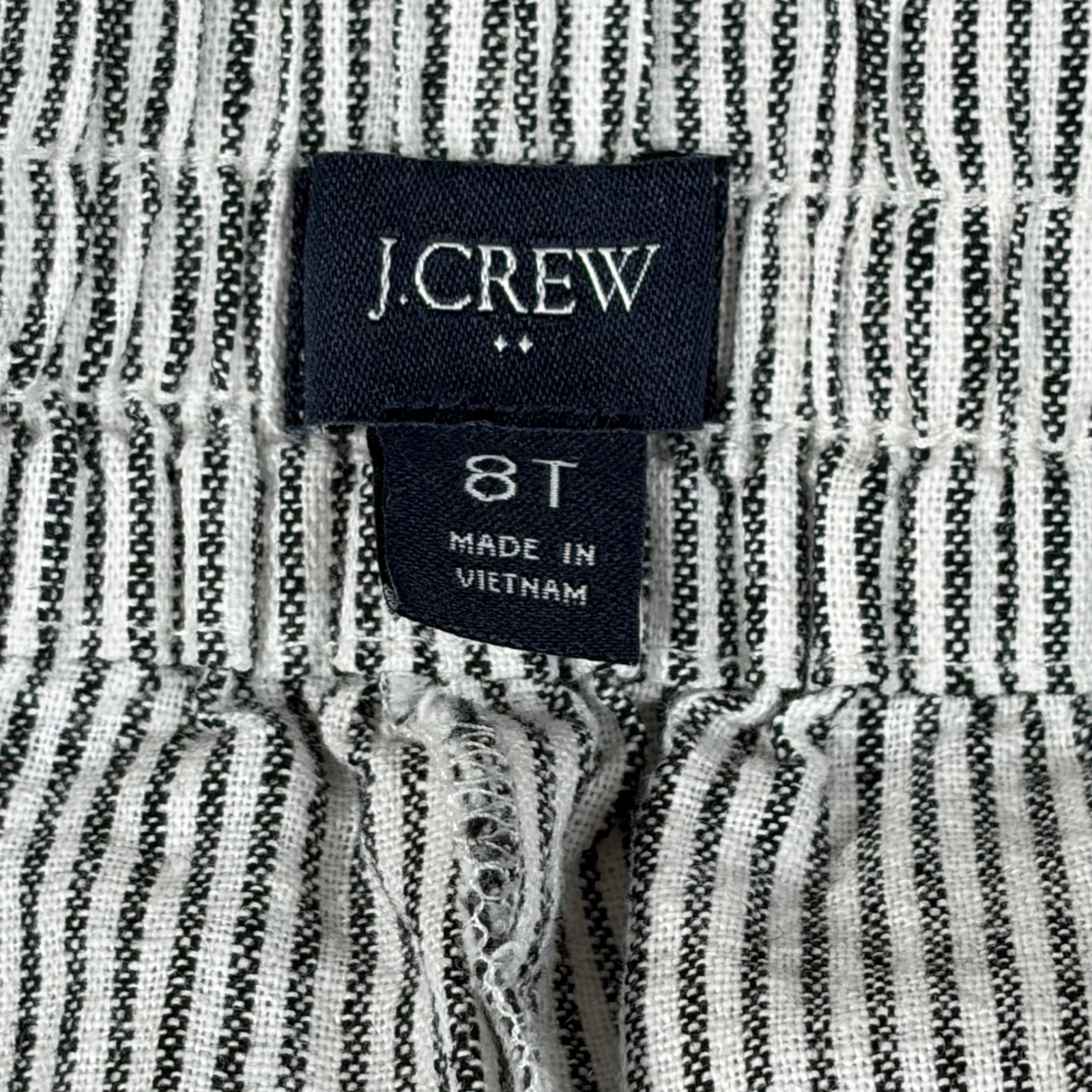 J.Crew Seaside Pant 8T Tall Linen Blend Ticking Stripe Navy White BO909 SP24