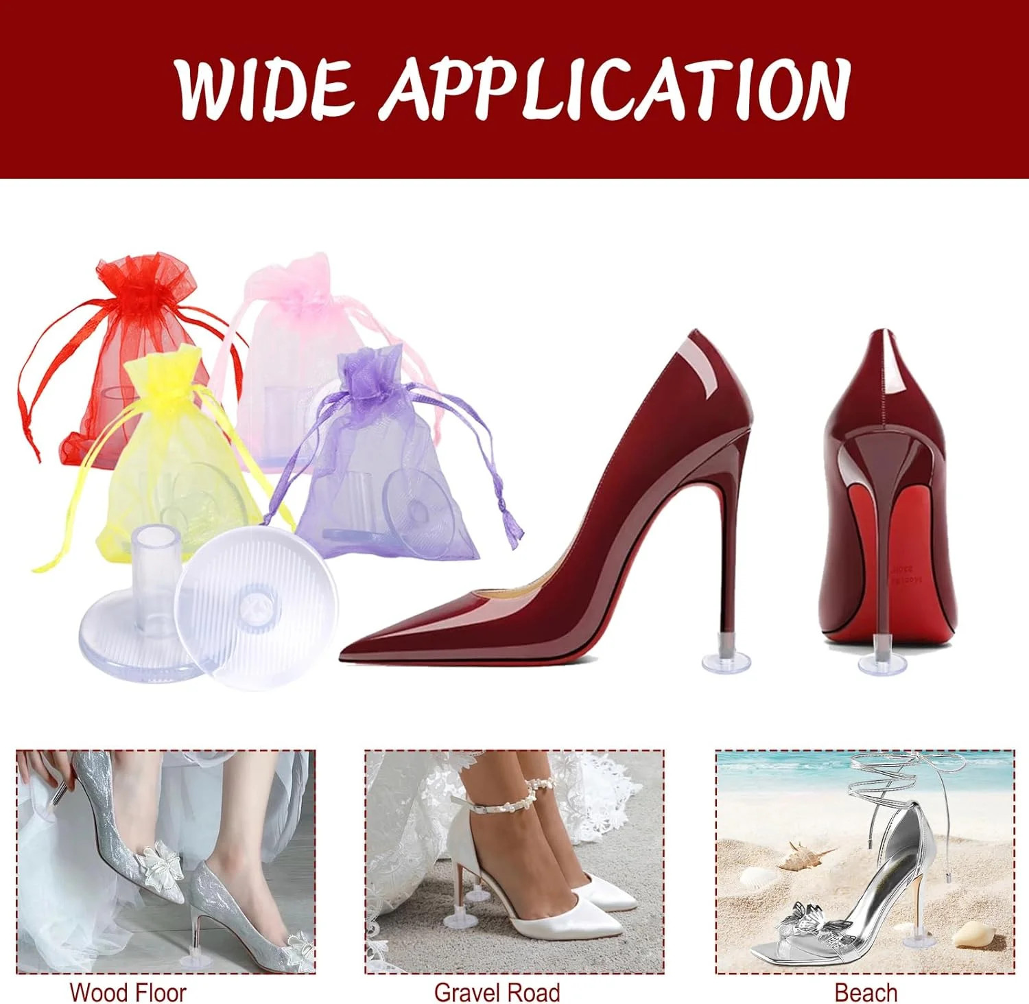 30 Pairs 4 Sizes Heel Protectors for Grass, High Heel Stoppers for Grass, Clear