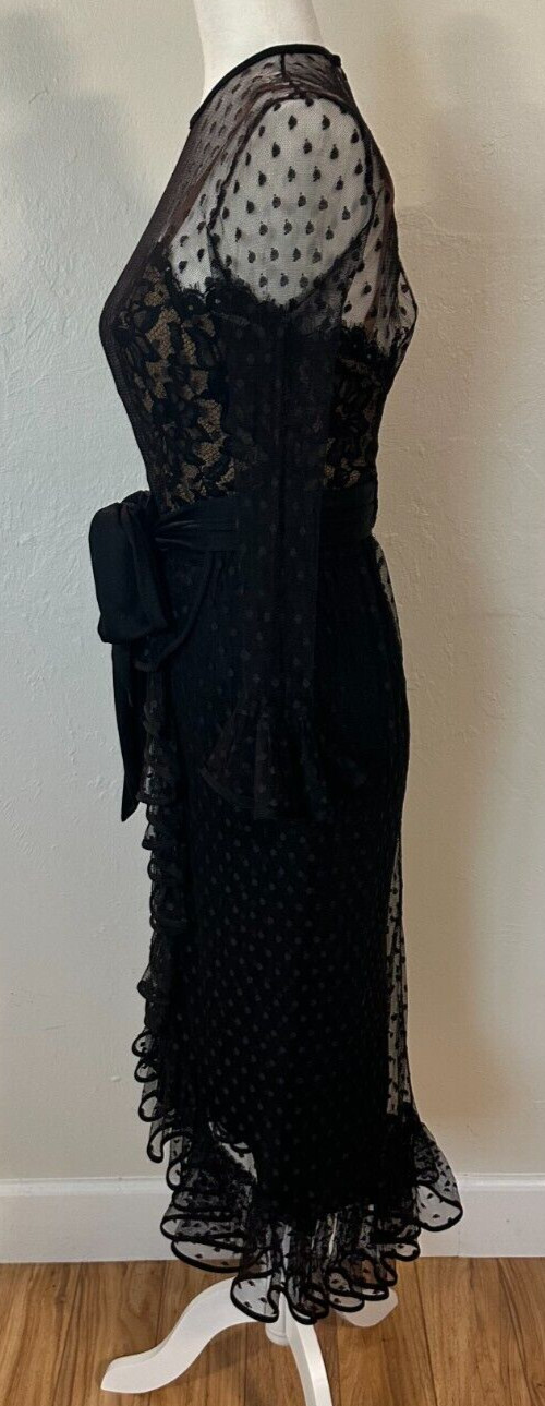 Vintage 60s Jack Bryan Illusion Lace Polka Dot Tulle Flouncy Cocktail Dress