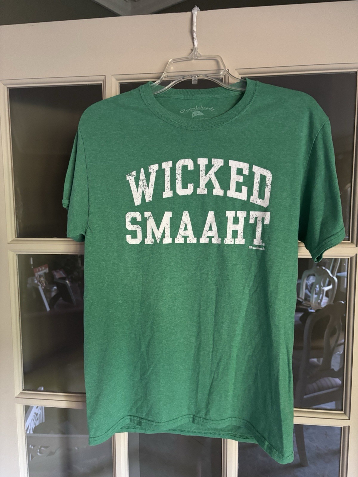 Green and white Wicked Smaht tee by Chowdaheadz. Size small. Short sleeve.
