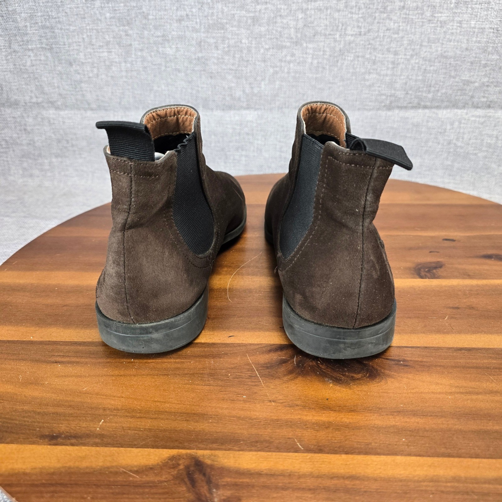 Mens Brown Suede Chelsea Boots Ankle Pull On Elastic Gore Size EUR 41 US 8.5