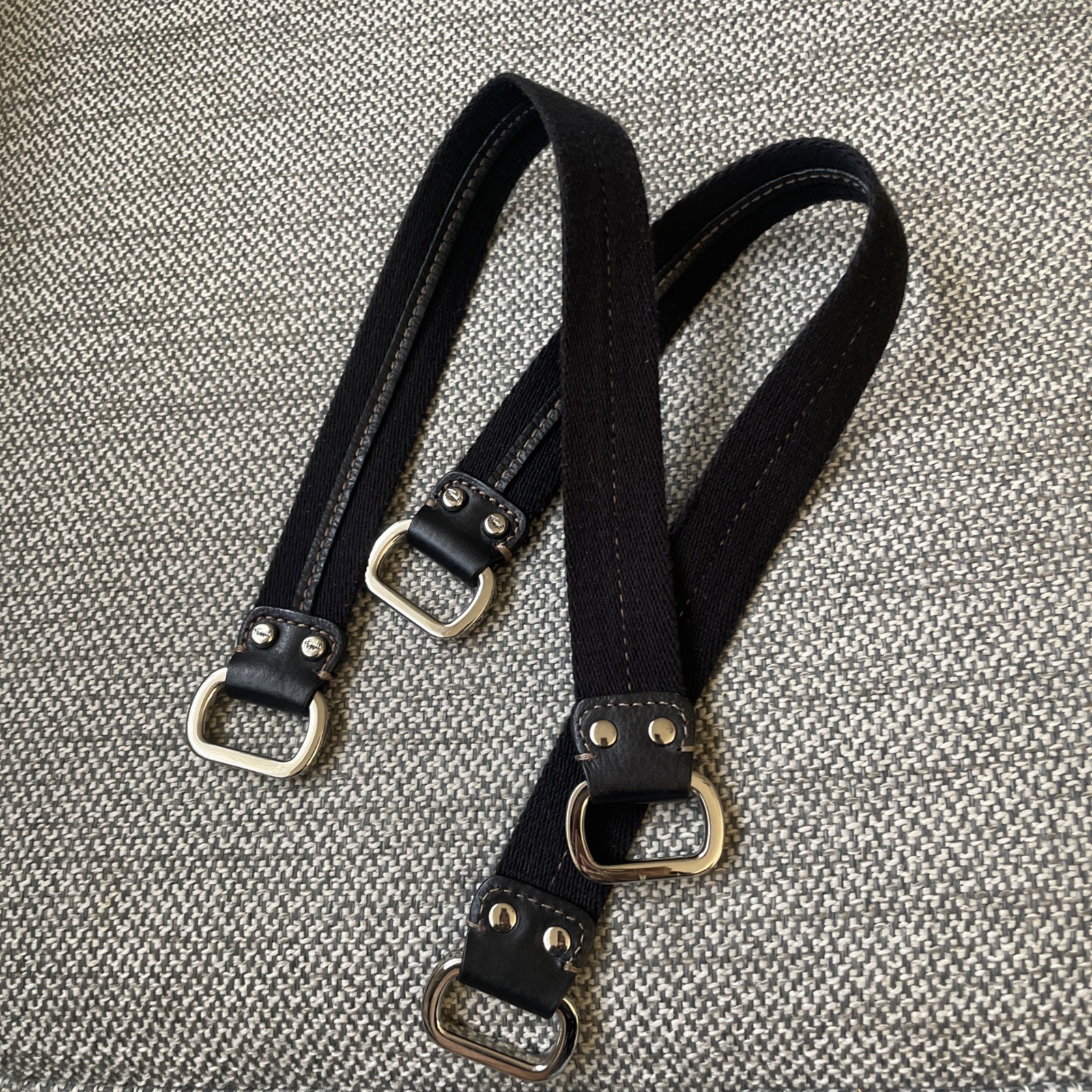 FOSSIL Brown Canvas Silver Tone Replacement Handles 20.75”