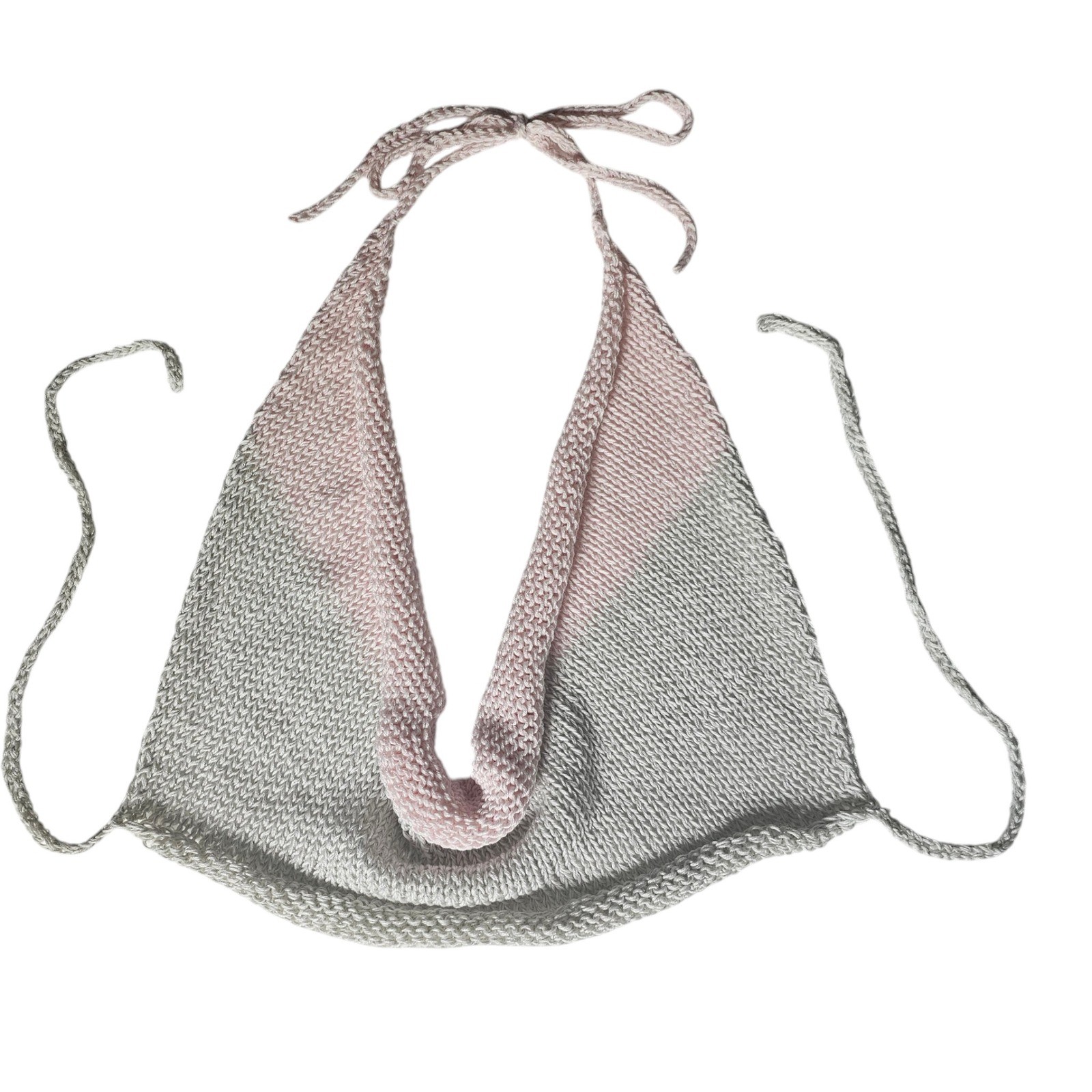 Handmade Knit Halter Top Backless Cowl Neck Crop Top Y2K Festival Fashion