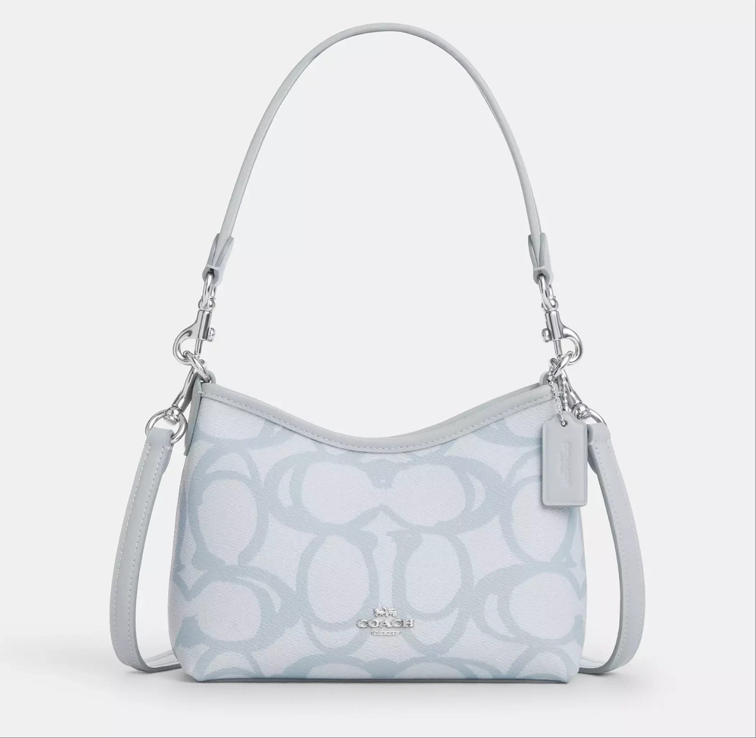 NWT Coach Laurel Small Shoulder Bag Sketch Signature Canvas CBI05, Ice Blue New
