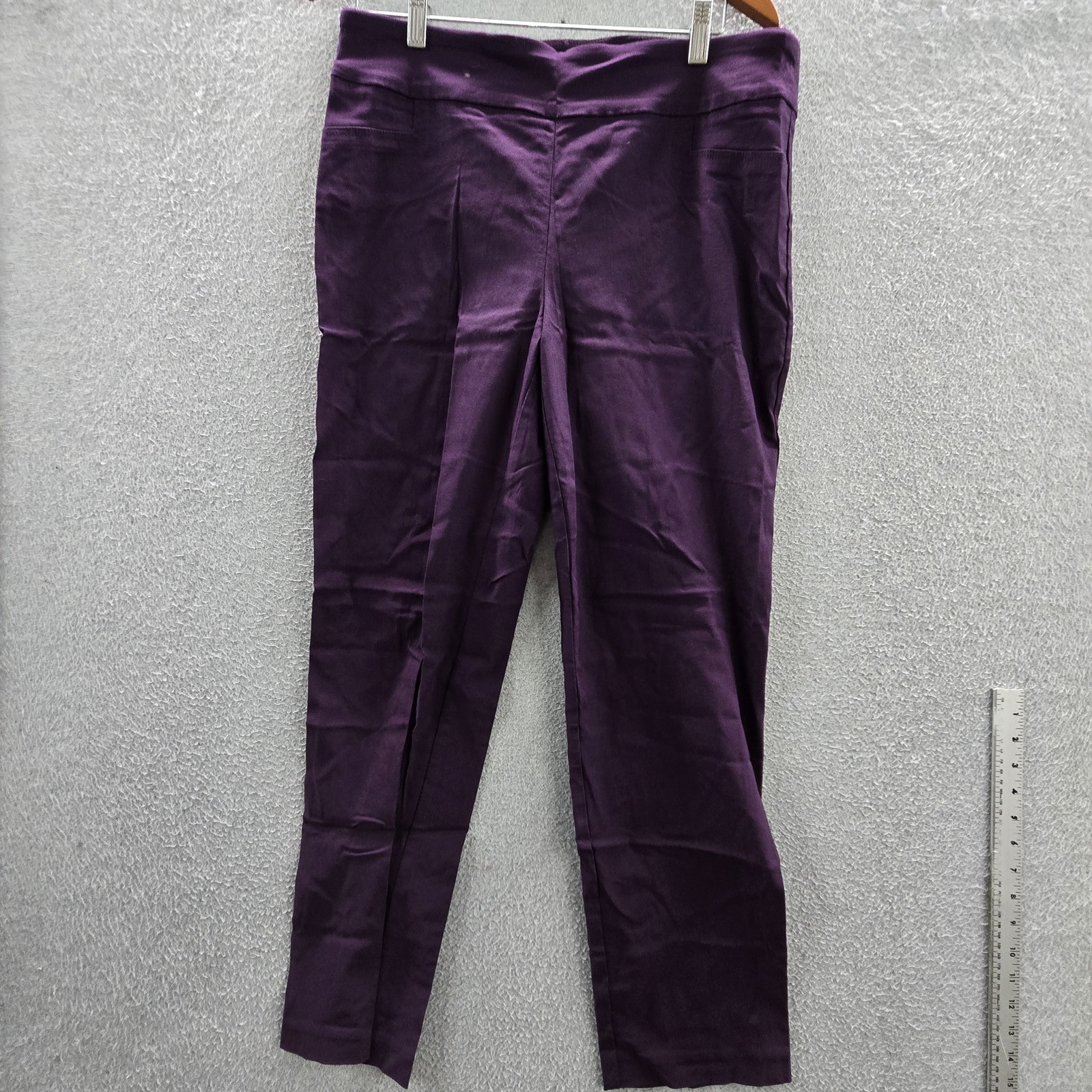 COUNTERPARTS Women Pants 12 Purple Nylon Rayon Pull On 27″ Inseam