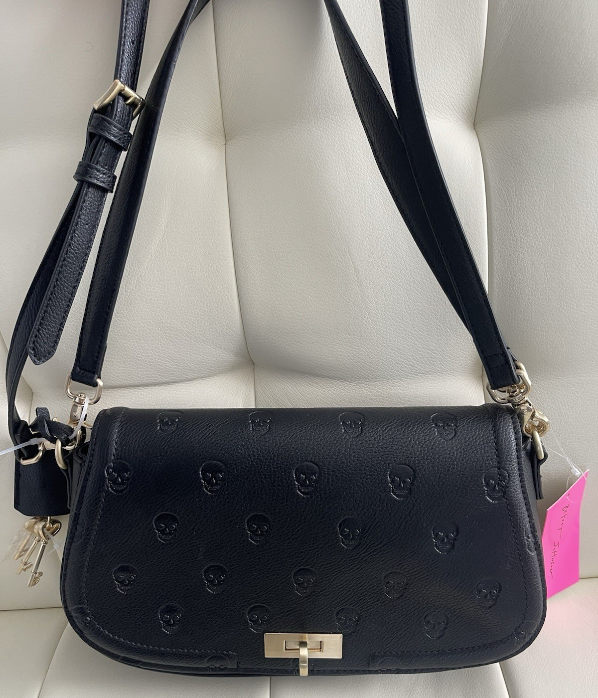 New Betsey Johnson Embossed Skull Shoulder Crossbody Bag Handbag XO Marci Black