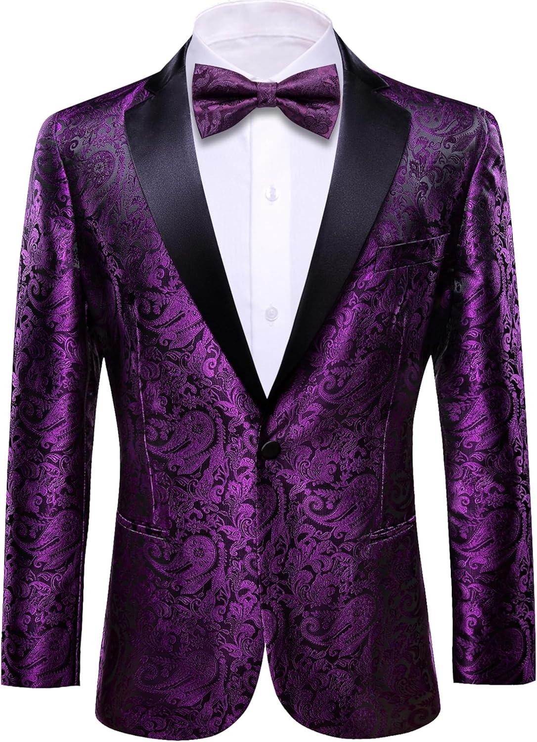 Men’s Floral Paisley One Button Blazer Tuxedo Jacket for Carnival Party Gift