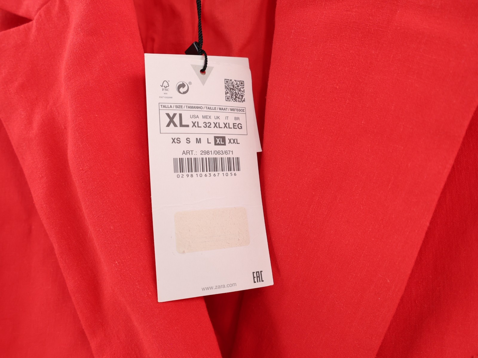 NWT Zara Blzaer womens XL Linen Blend Cropped Raspberry notch lapel trendy blog